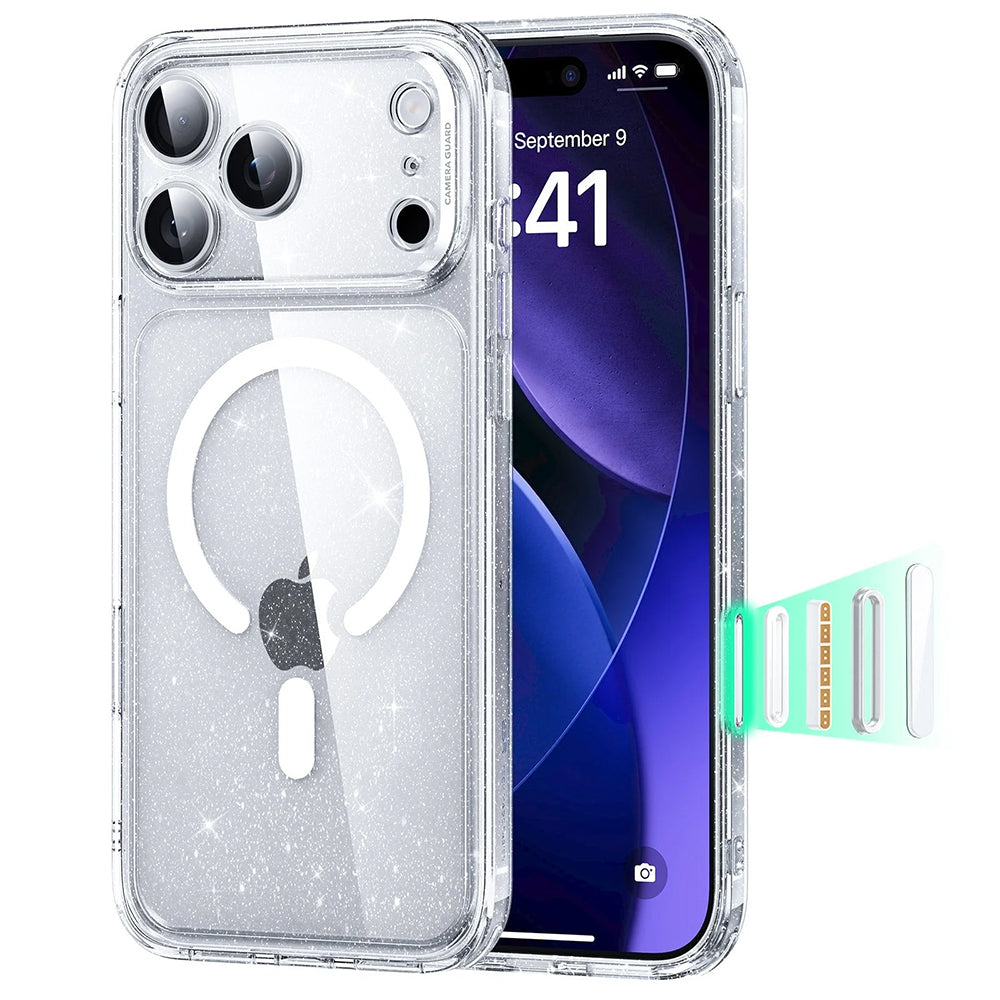 MagSafe Case for Apple iPhone 17 Pro Max, ESR, Classic Hybrid Shimmer, Transparent