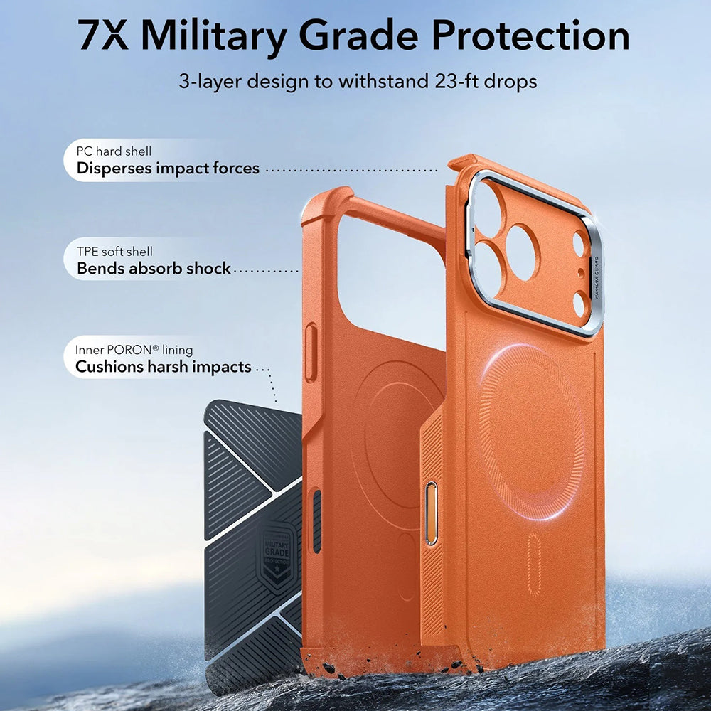 MagSafe Case for Apple iPhone 17 Pro Max, ESR, Cyber Armor Kickstand, Orange