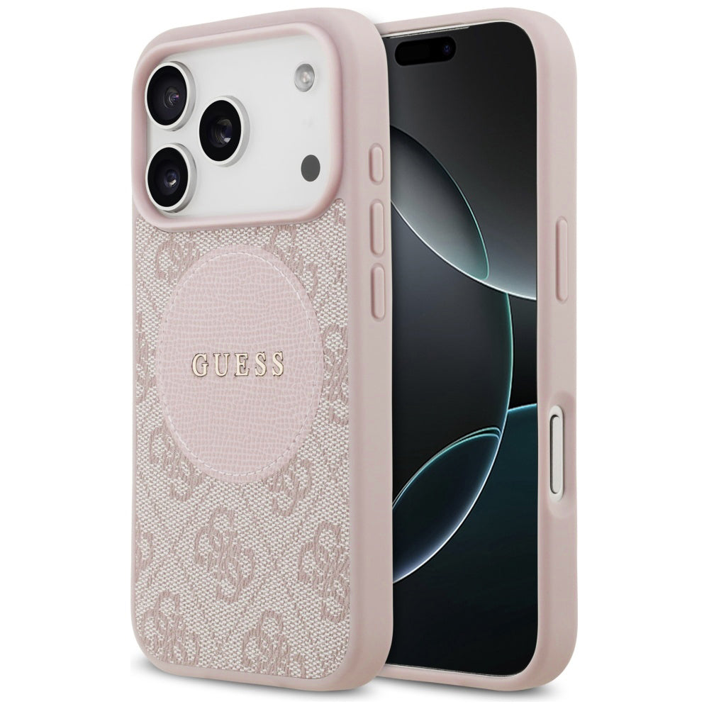 Custodia MagSafe per Apple iPhone 17 Pro Max, Guess, 4G Circle Classic Logo, Rosa