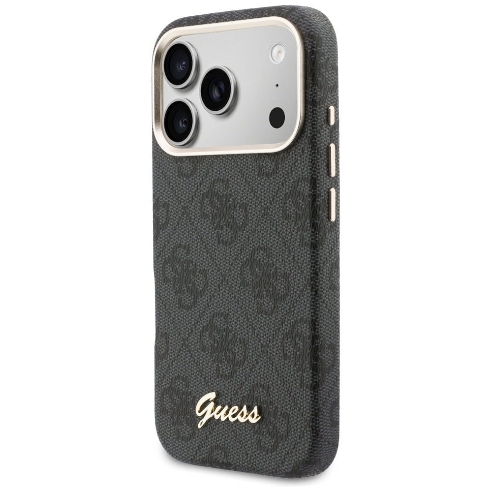 Custodia MagSafe per Apple iPhone 17 Pro Max, Guess, 4G Script Logo, Nera