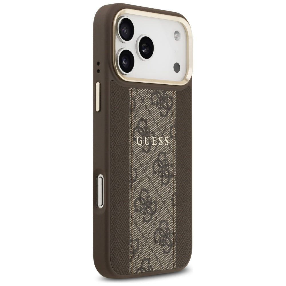 Custodia MagSafe per Apple iPhone 17 Pro Max, Guess, 4G Stripe, Marrone