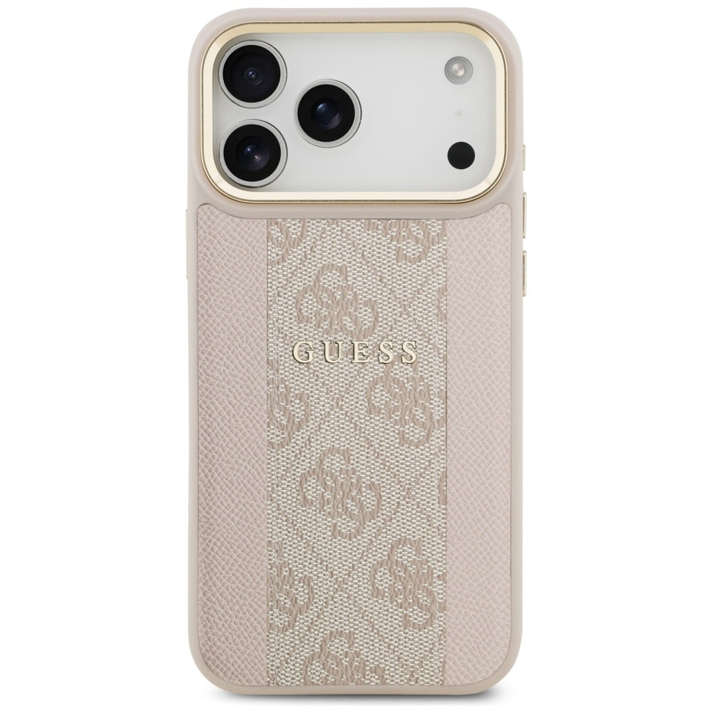 Custodia MagSafe per Apple iPhone 17 Pro Max, Guess, 4G Stripe, Rosa