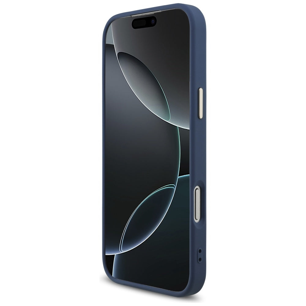 Custodia MagSafe per Apple iPhone 17 Pro Max, Guess, Logo Triangolo 4G, Blu Dorato