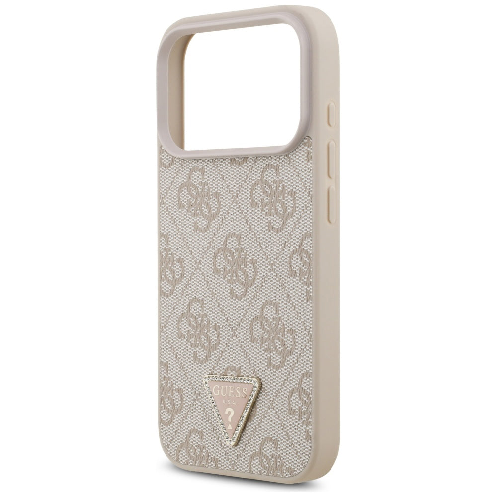 Custodia MagSafe per Apple iPhone 17 Pro Max, Guess, 4G Triangle Strass, Rosa