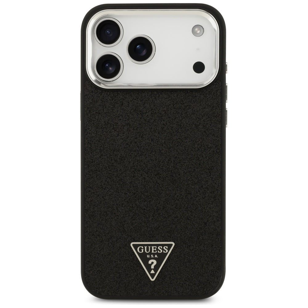 Custodia MagSafe per Apple iPhone 17 Pro Max, Guess, Glitter Triangle Logo, Nera