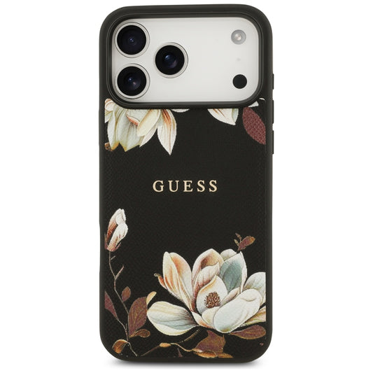 Custodia MagSafe per Apple iPhone 17 Pro Max, Guess, Grained Flowers, Nera
