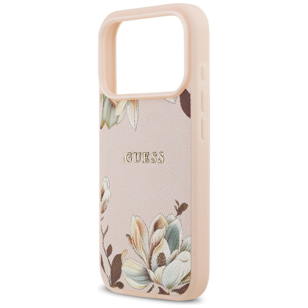 Custodia MagSafe per Apple iPhone 17 Pro Max, Guess, Grained Flowers, Rosa