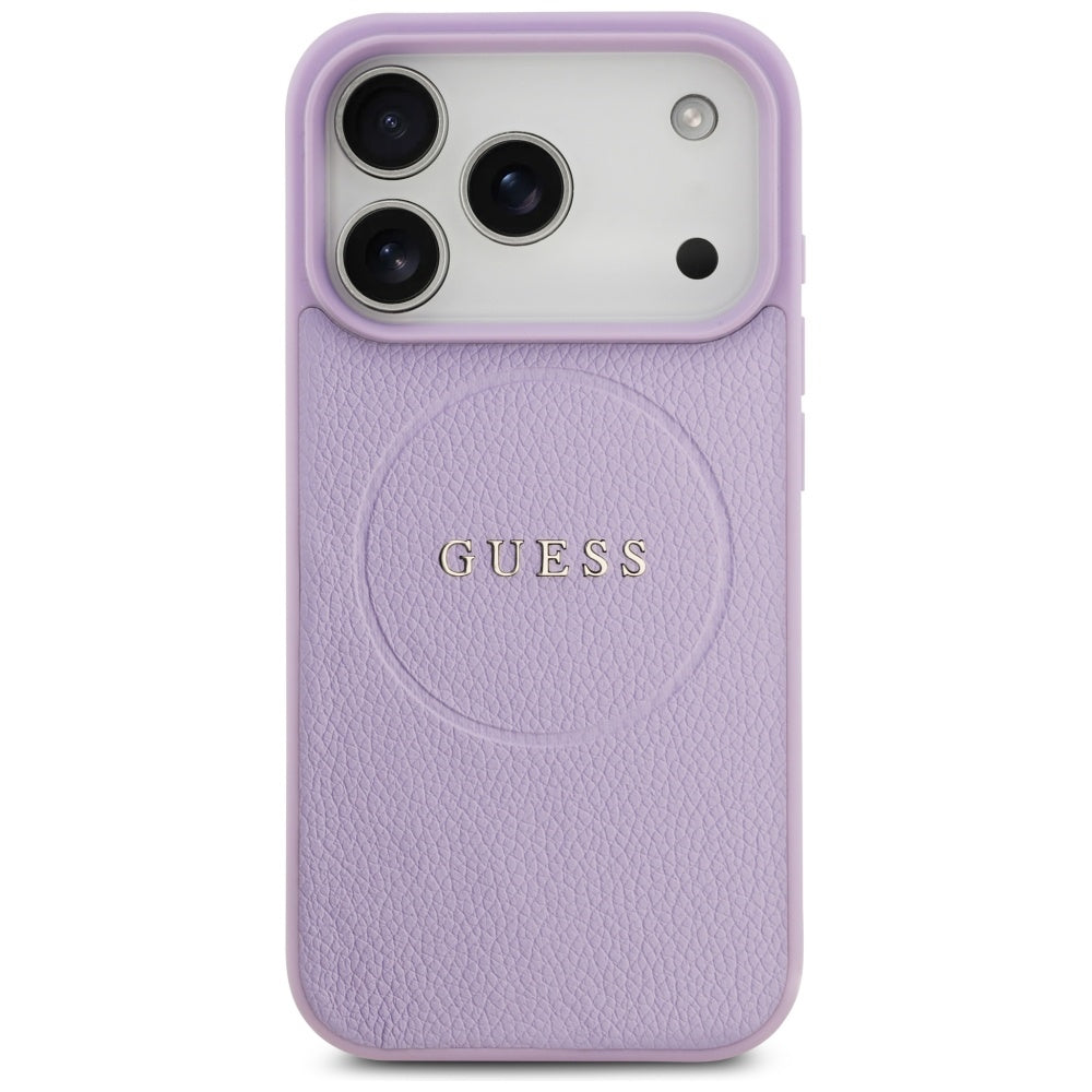 Custodia MagSafe per Apple iPhone 17 Pro Max, Guess, Grained Gold Ring, Viola