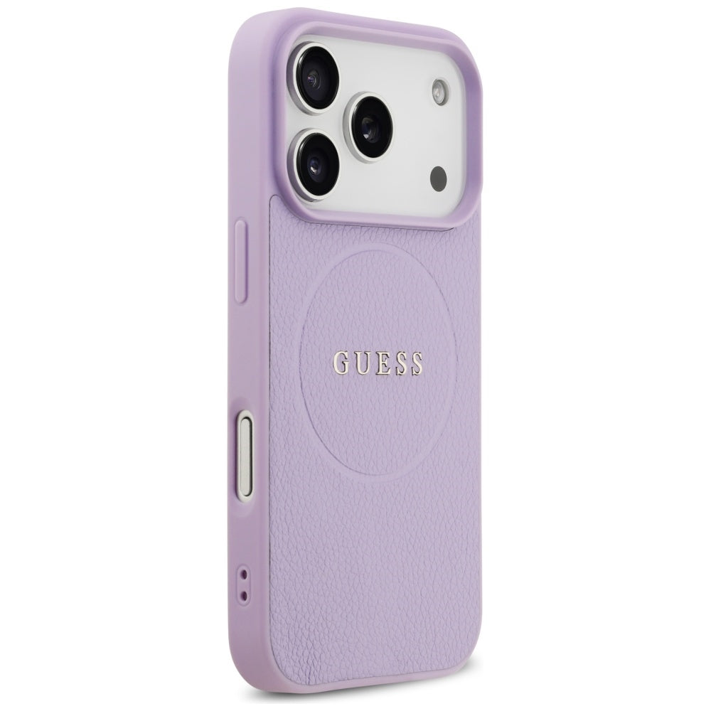 Custodia MagSafe per Apple iPhone 17 Pro Max, Guess, Grained Gold Ring, Viola
