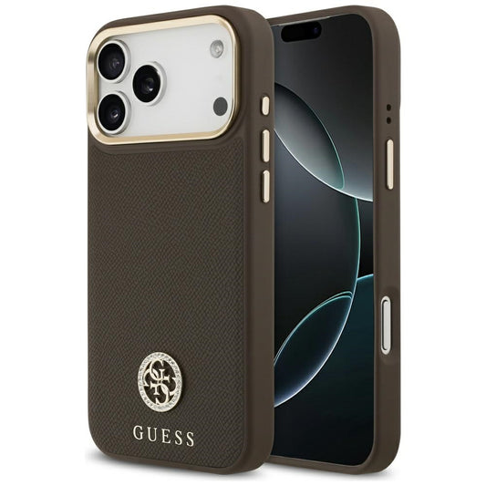 Custodia MagSafe per Apple iPhone 17 Pro Max, Guess, Grained Strass Logo, Marrone