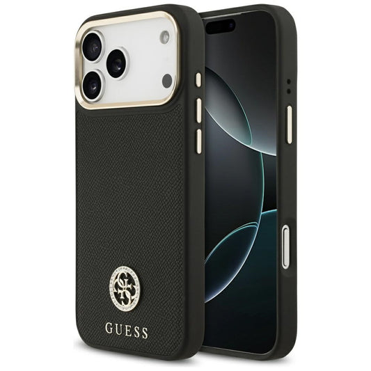 Custodia MagSafe per Apple iPhone 17 Pro Max, Guess, Grained Strass Logo, Nera