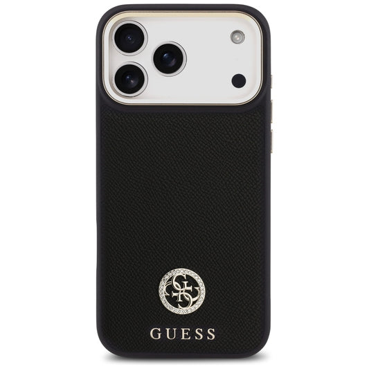 Custodia MagSafe per Apple iPhone 17 Pro Max, Guess, Grained Strass Logo, Nera