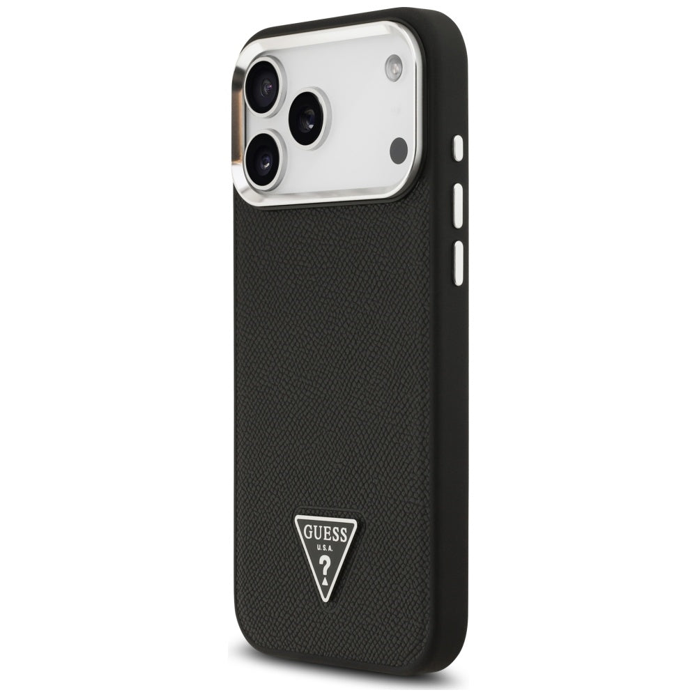 Custodia MagSafe per Apple iPhone 17 Pro Max, Guess, Logo Triangolo Granulato, Nera
