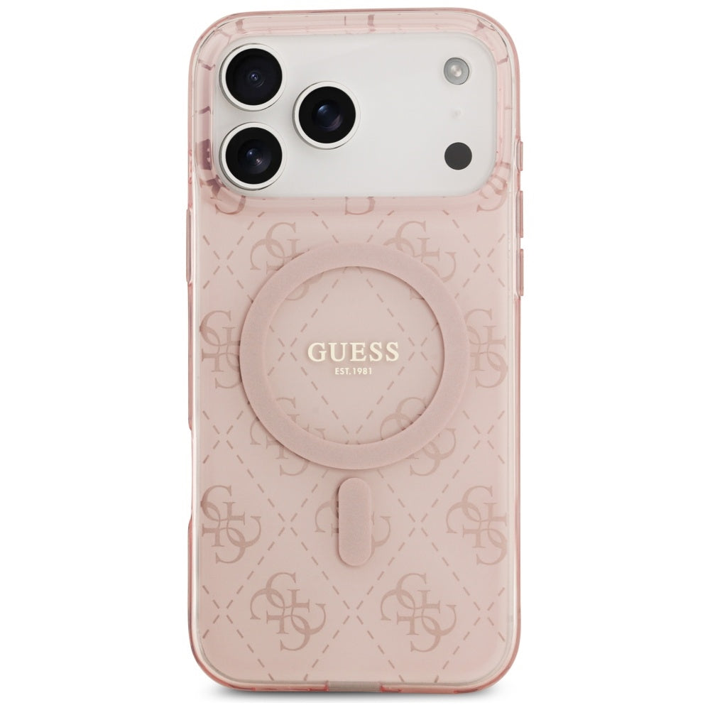 Custodia MagSafe per Apple iPhone 17 Pro Max, Guess, IML 4G Background, Rosa