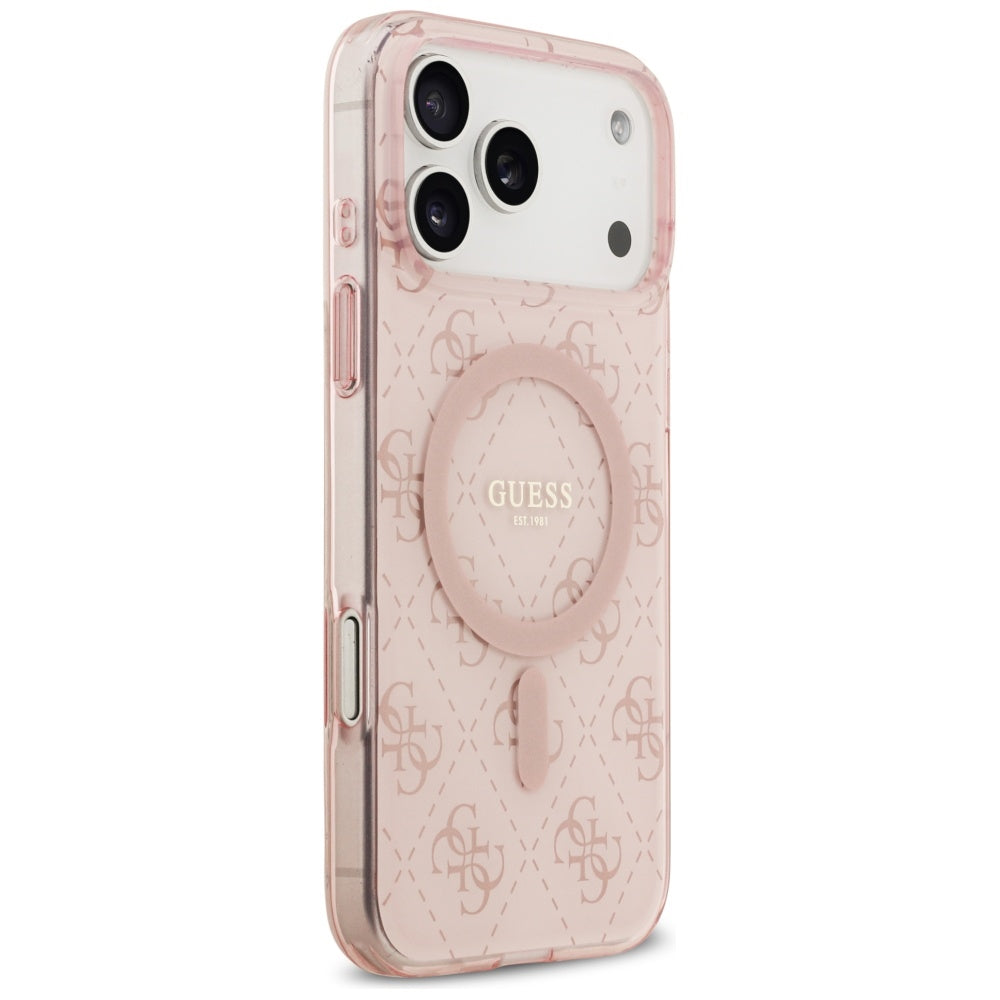 Custodia MagSafe per Apple iPhone 17 Pro Max, Guess, IML 4G Background, Rosa