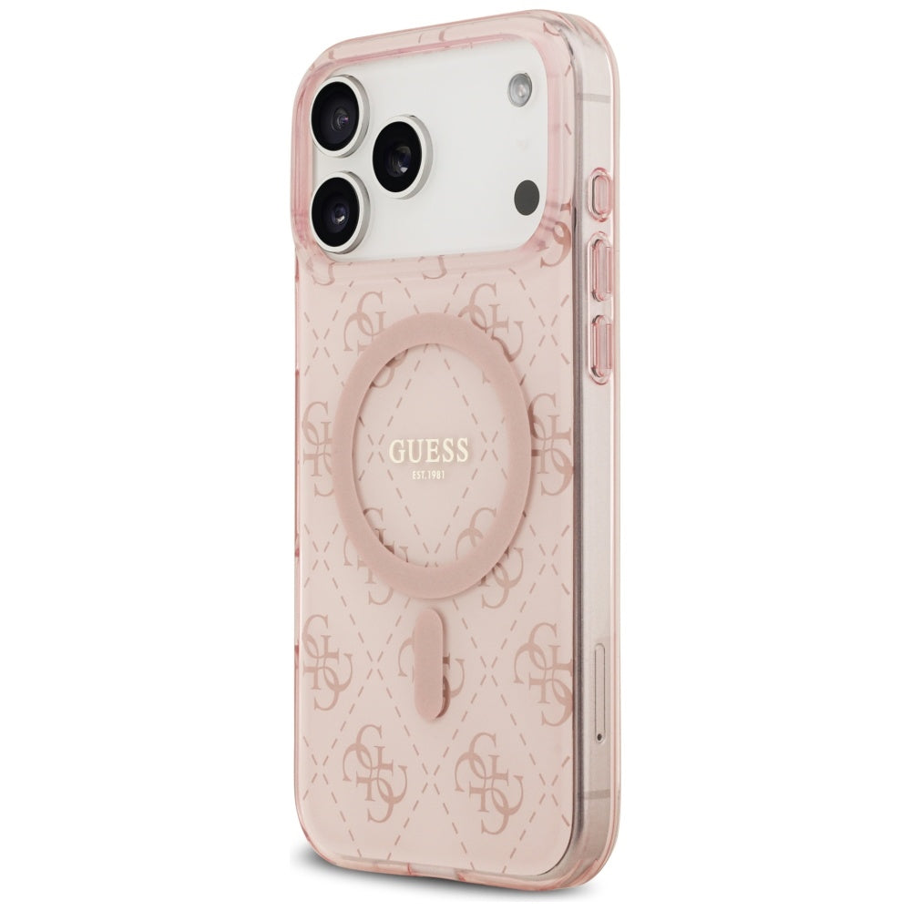 Custodia MagSafe per Apple iPhone 17 Pro Max, Guess, IML 4G Background, Rosa