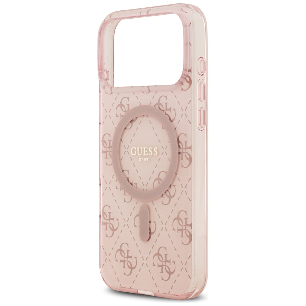 Custodia MagSafe per Apple iPhone 17 Pro Max, Guess, IML 4G Background, Rosa