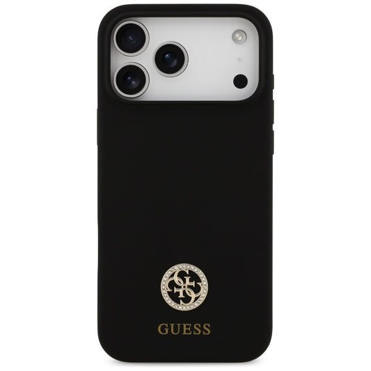Custodia MagSafe per Apple iPhone 17 Pro Max, Guess, Logo Strass 4G, Nera