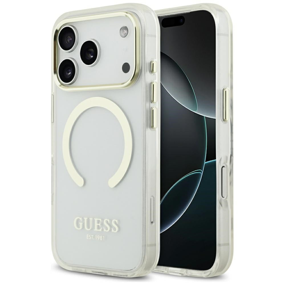 Custodia MagSafe per Apple iPhone 17 Pro Max, Guess, Metal Outline, Dorata