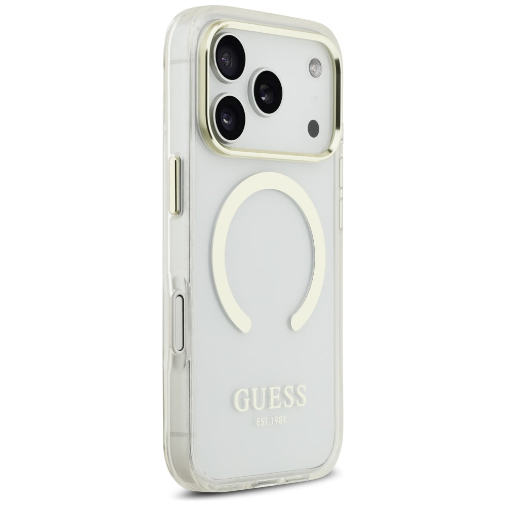 Custodia MagSafe per Apple iPhone 17 Pro Max, Guess, Metal Outline, Dorata