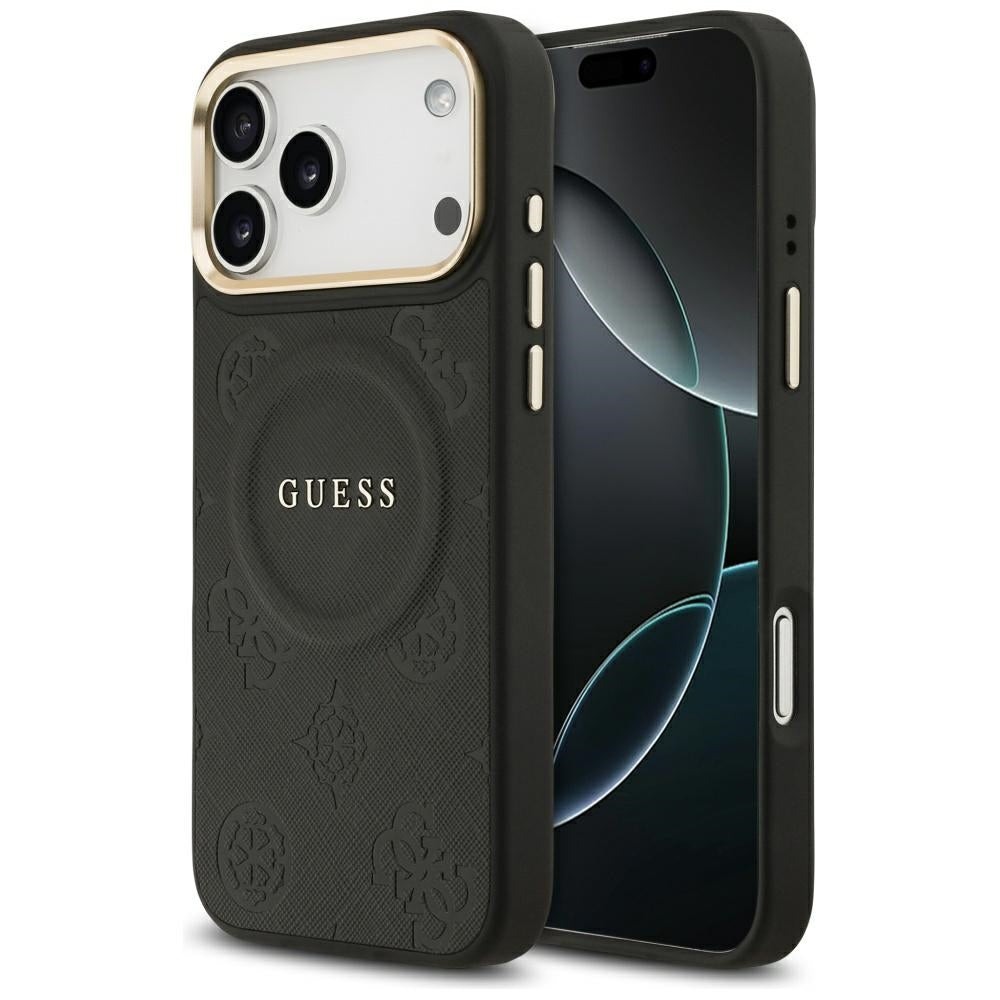 MagSafe Case for Apple iPhone 17 Pro Max, Guess, Peony Hot Stamp, Black
