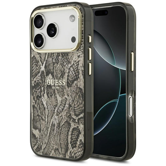Custodia MagSafe per Apple iPhone 17 Pro Max, Guess, Python Pattern, Marrone