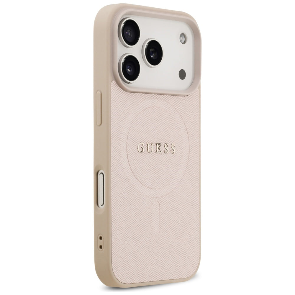 Custodia MagSafe per Apple iPhone 17 Pro Max, Guess, Saffiano Classic Logo, Rosa