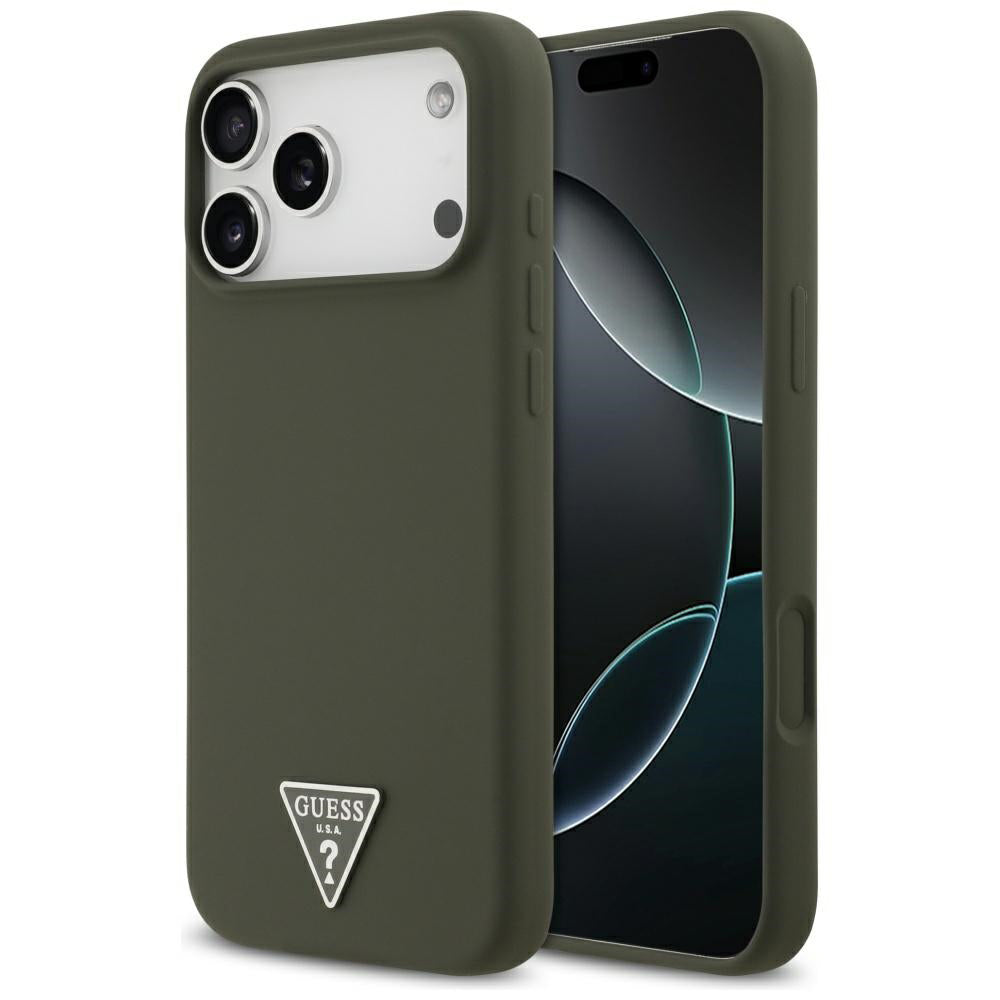 Custodia MagSafe per Apple iPhone 17 Pro Max, Guess, Logo Triangolo, Kaki