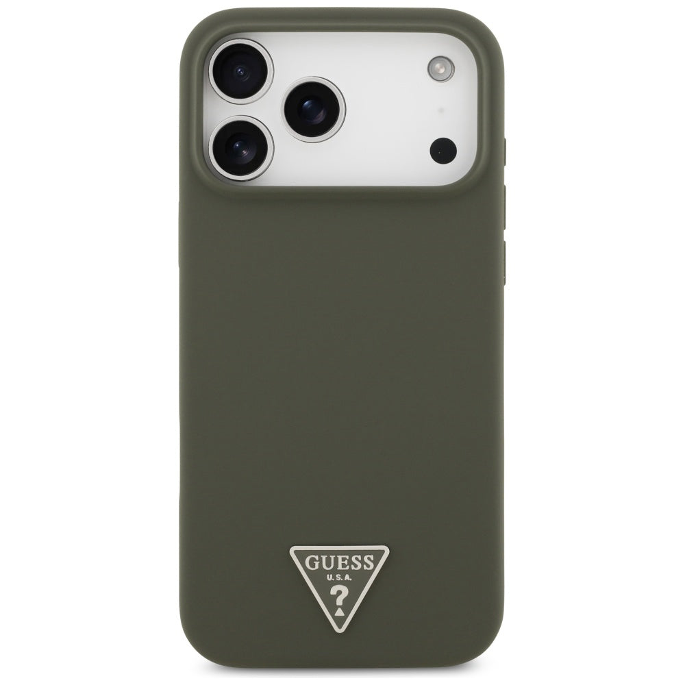 Custodia MagSafe per Apple iPhone 17 Pro Max, Guess, Logo Triangolo, Kaki