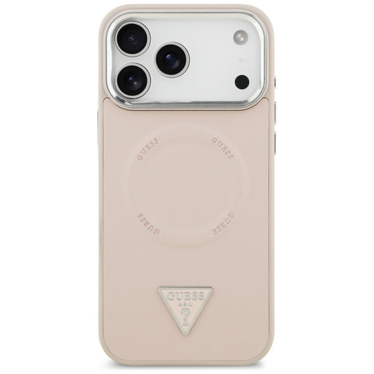 Custodia MagSafe per Apple iPhone 17 Pro Max, Guess, Logo Triangolo, Rosa Argentato