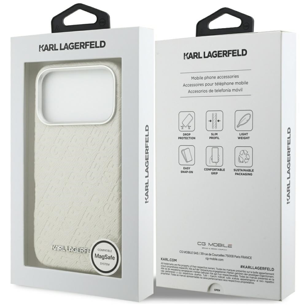 Custodia MagSafe per Apple iPhone 17 Pro Max, Karl Lagerfeld, FW Stamped Karl, Beige