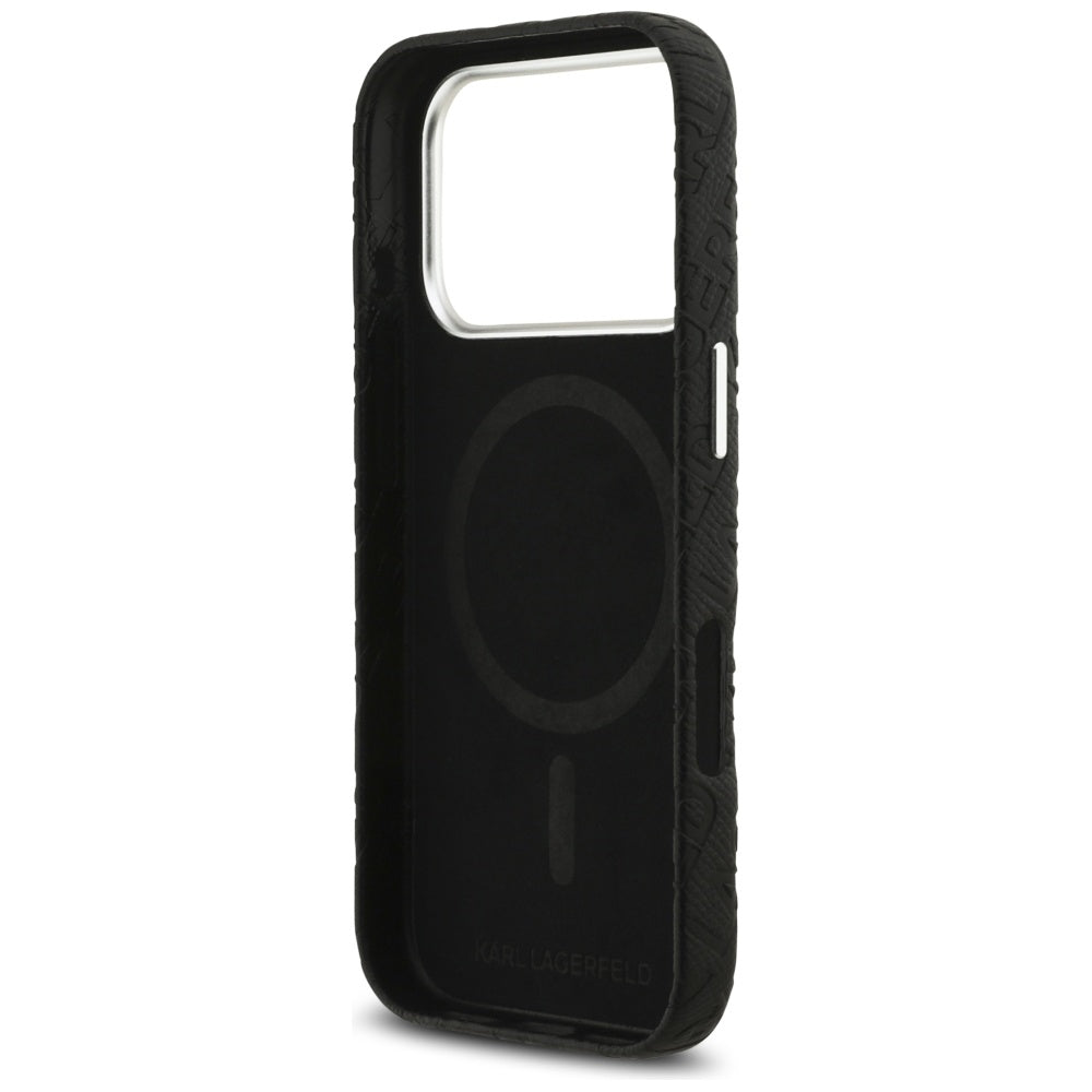 Custodia MagSafe per Apple iPhone 17 Pro Max, Karl Lagerfeld, FW Stamped Karl, Nera