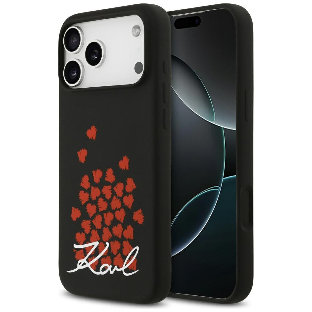 Custodia MagSafe per Apple iPhone 17 Pro Max, Karl Lagerfeld, logo Heart Sign, Nera