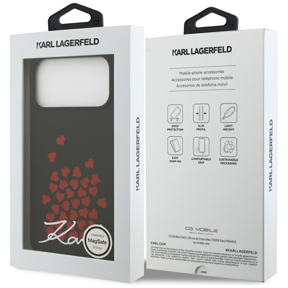 Custodia MagSafe per Apple iPhone 17 Pro Max, Karl Lagerfeld, logo Heart Sign, Nera