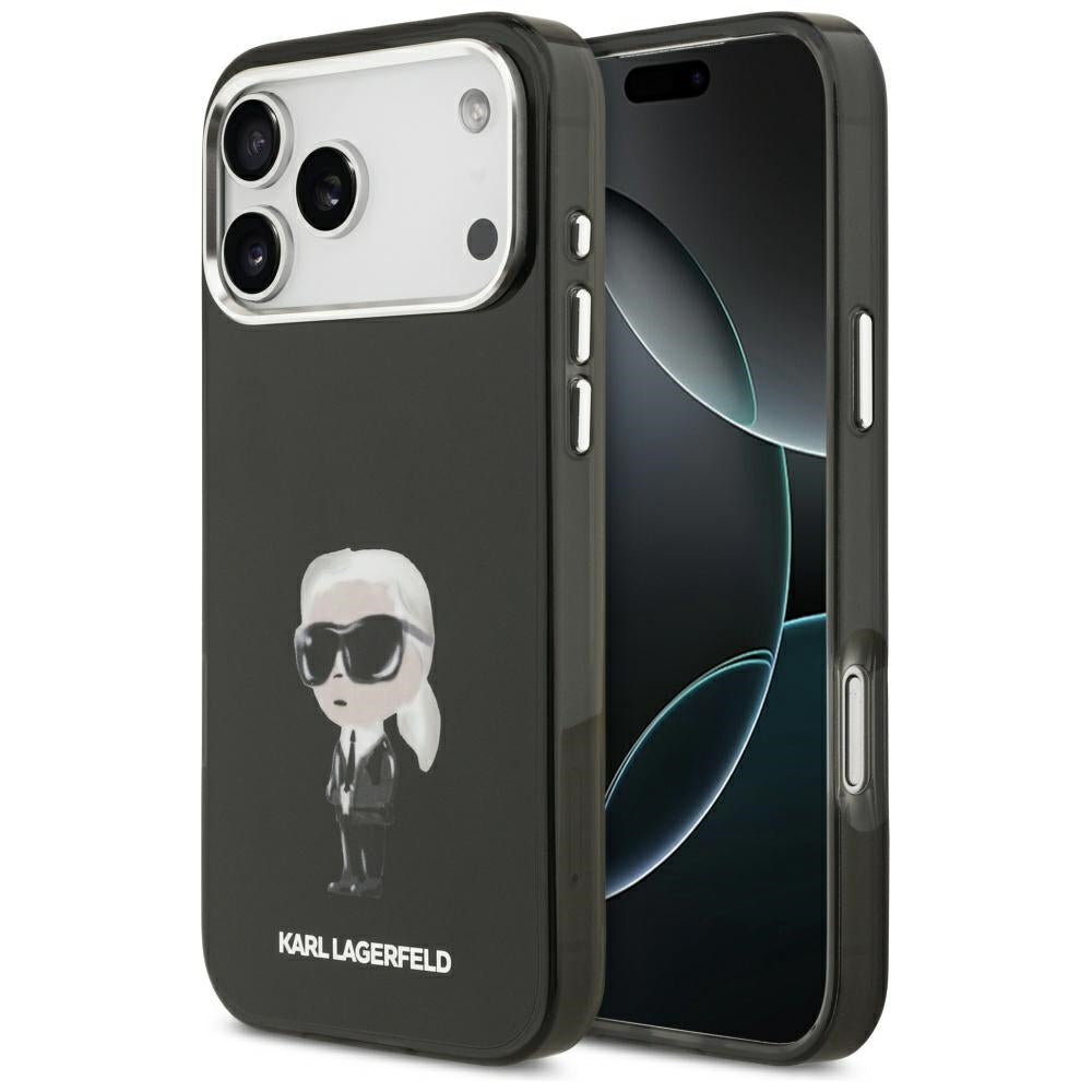 Custodia MagSafe per Apple iPhone 17 Pro Max, Karl Lagerfeld, IML Aquarelle Karl Ikonik, Nera