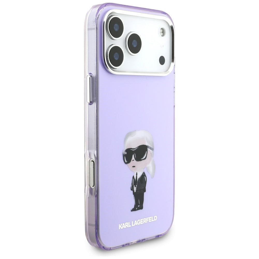 Custodia MagSafe per Apple iPhone 17 Pro Max, Karl Lagerfeld, IML Aquarelle Logo Karl, Viola