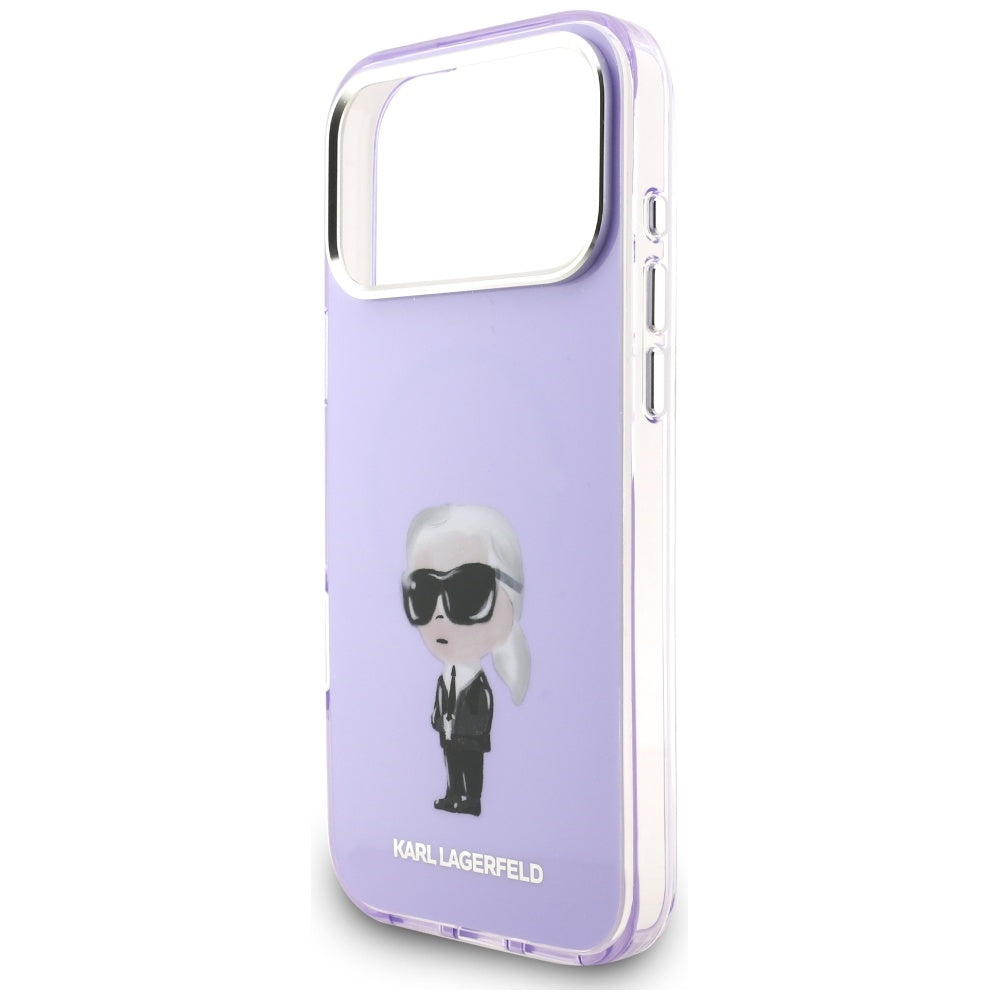 Custodia MagSafe per Apple iPhone 17 Pro Max, Karl Lagerfeld, IML Aquarelle Logo Karl, Viola