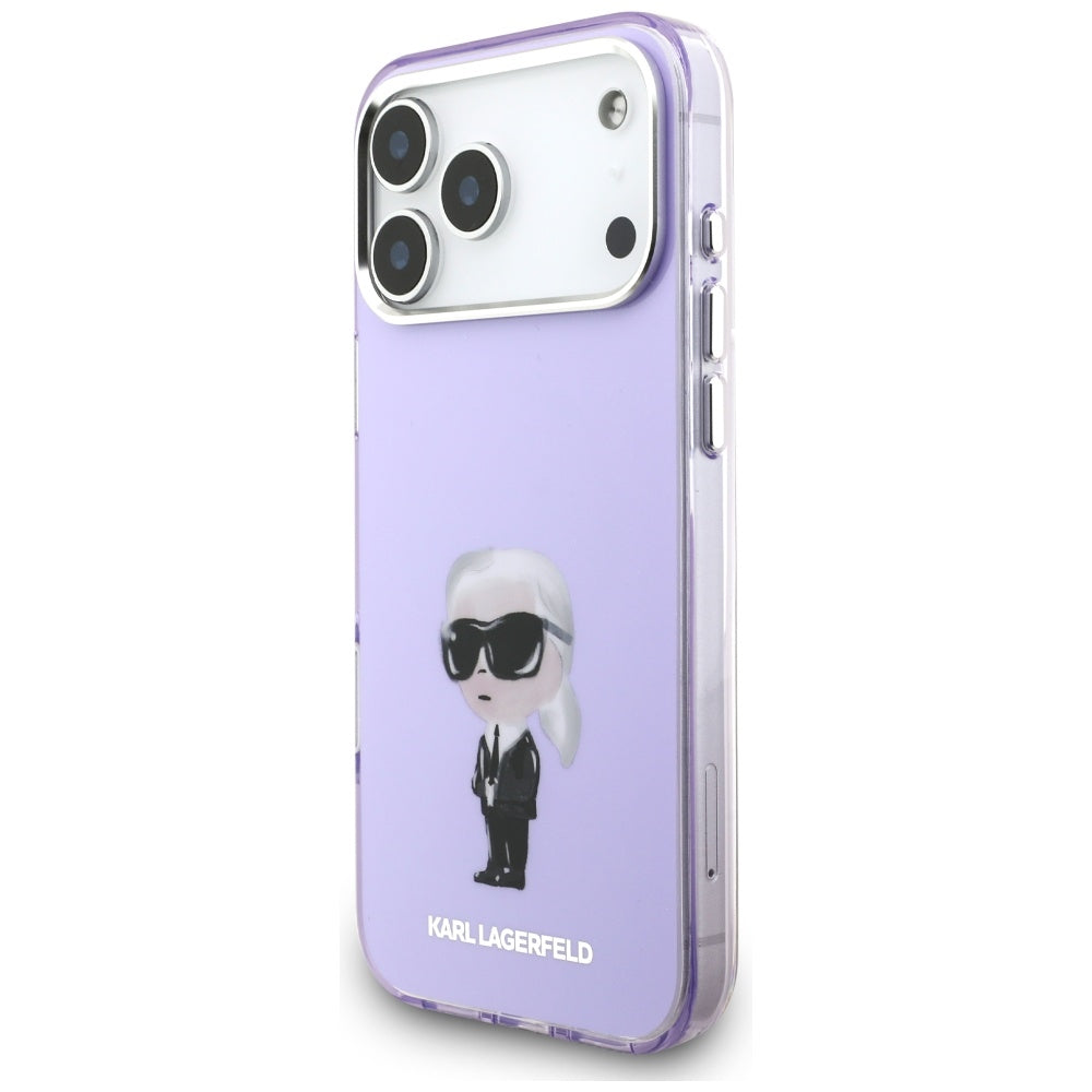 Custodia MagSafe per Apple iPhone 17 Pro Max, Karl Lagerfeld, IML Aquarelle Logo Karl, Viola