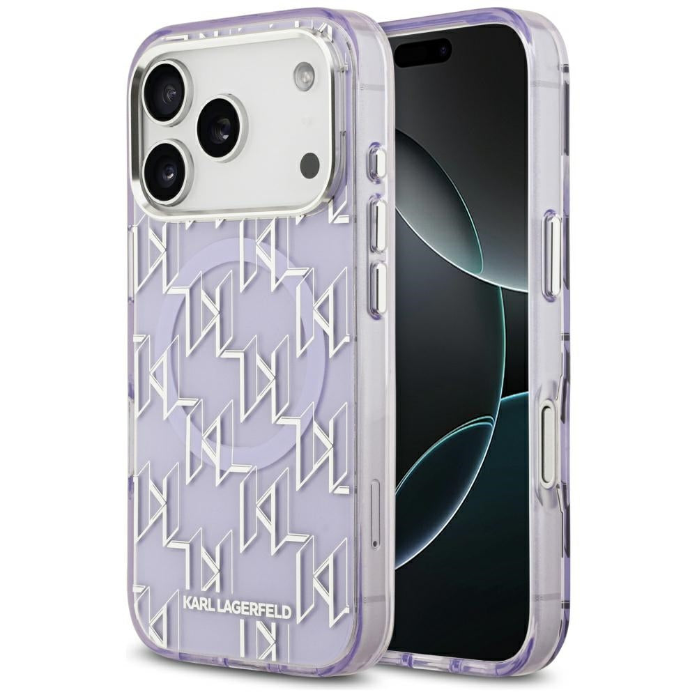 Custodia MagSafe per Apple iPhone 17 Pro Max, Karl Lagerfeld, IML KL Monogram, Viola