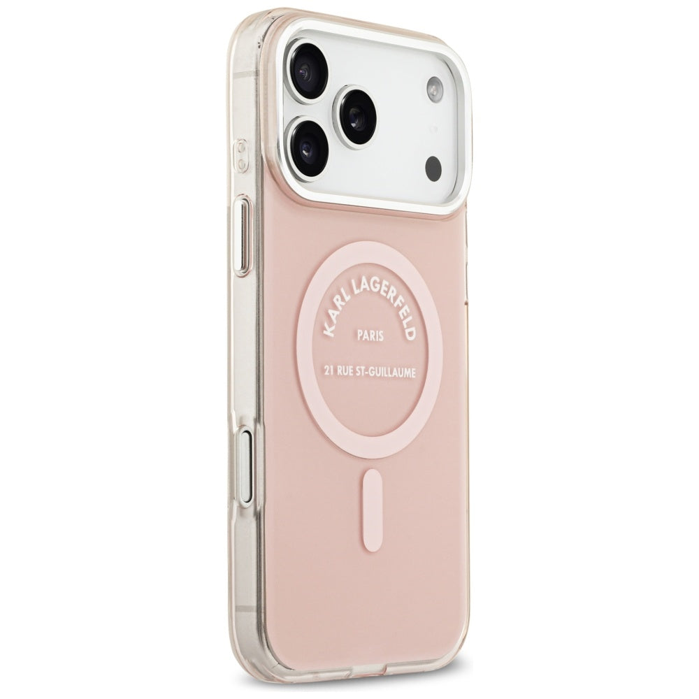 Custodia MagSafe per Apple iPhone 17 Pro Max, Karl Lagerfeld, IML Logo RSG, Rosa