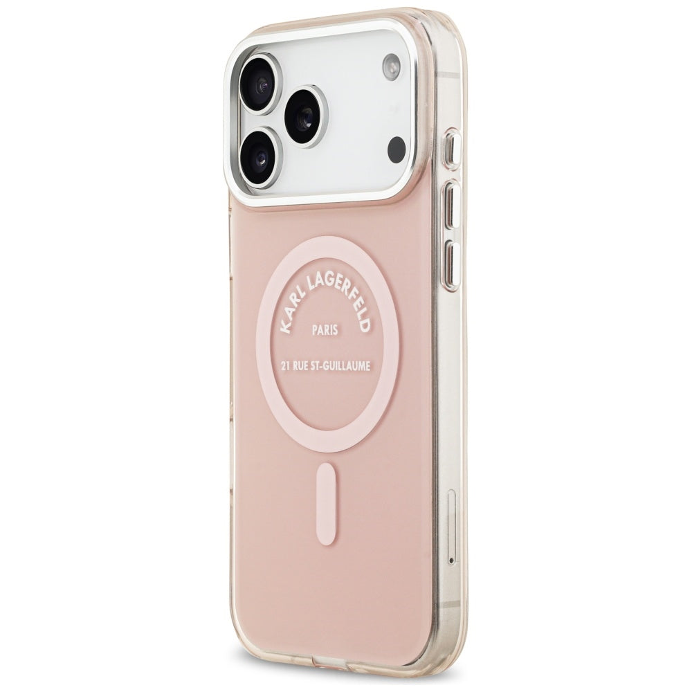 Custodia MagSafe per Apple iPhone 17 Pro Max, Karl Lagerfeld, IML Logo RSG, Rosa