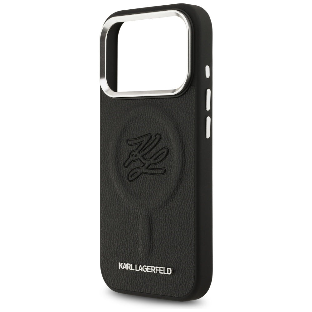 Custodia MagSafe per Apple iPhone 17 Pro Max, Karl Lagerfeld, Initial & Metal Logo, Nera