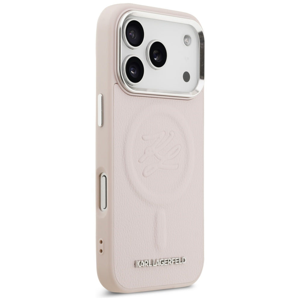 MagSafe Case for Apple iPhone 17 Pro Max, Karl Lagerfeld, Initial & Metal Logo, Pink