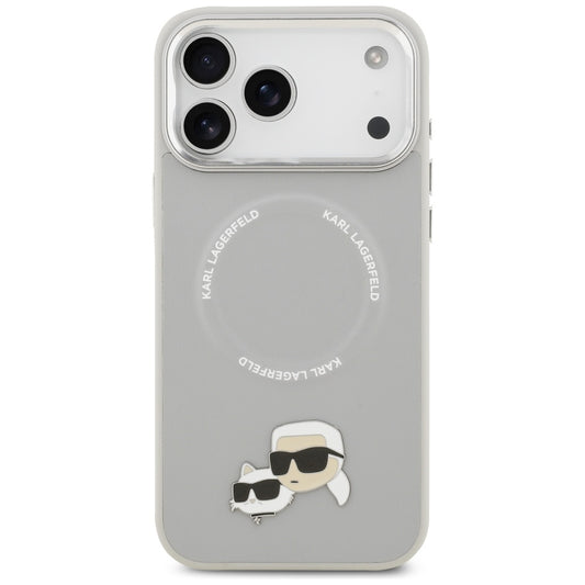 Custodia MagSafe per Apple iPhone 17 Pro Max, Karl Lagerfeld, Karl & Choupette Pins, Grigio