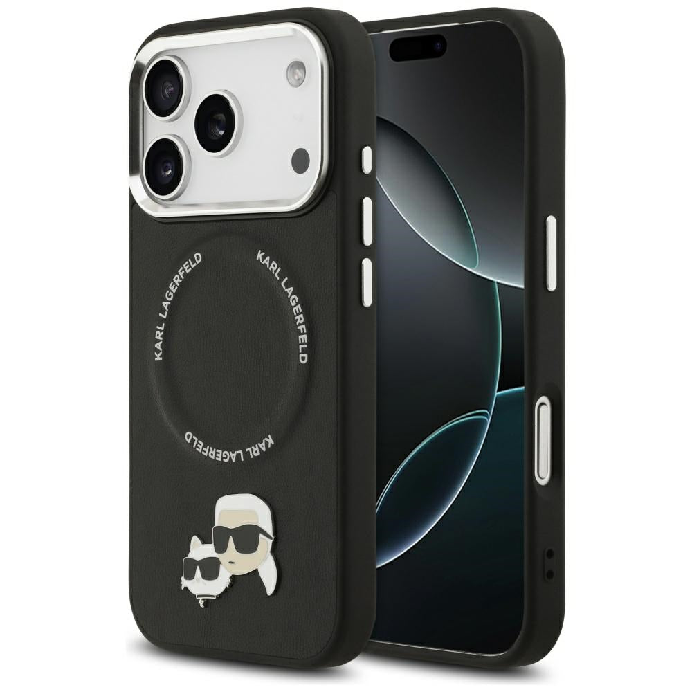 Custodia MagSafe per Apple iPhone 17 Pro Max, Karl Lagerfeld, Karl & Choupette Pins, Nera