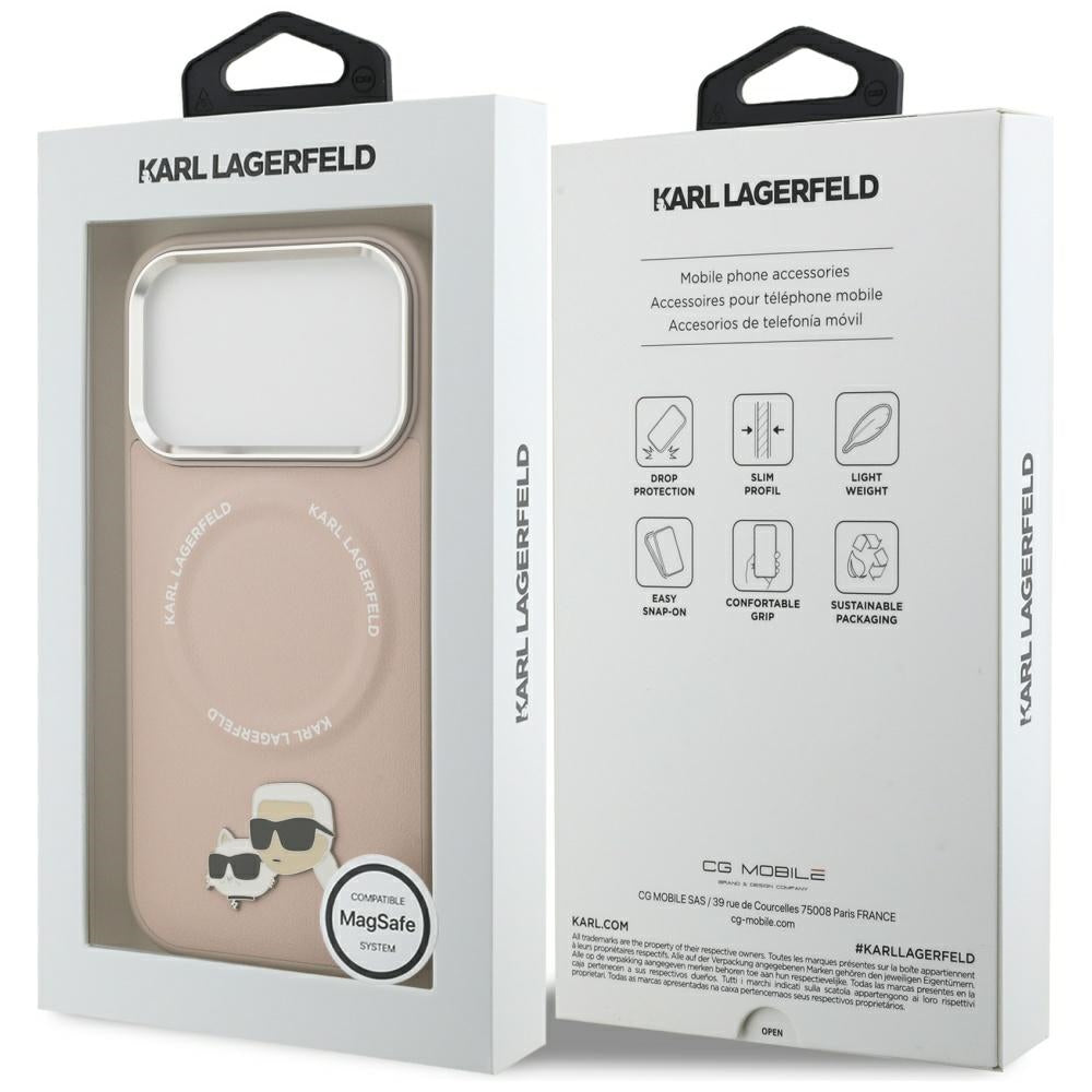 Custodia MagSafe per Apple iPhone 17 Pro Max, Karl Lagerfeld, Karl & Choupette Pins, Rosa