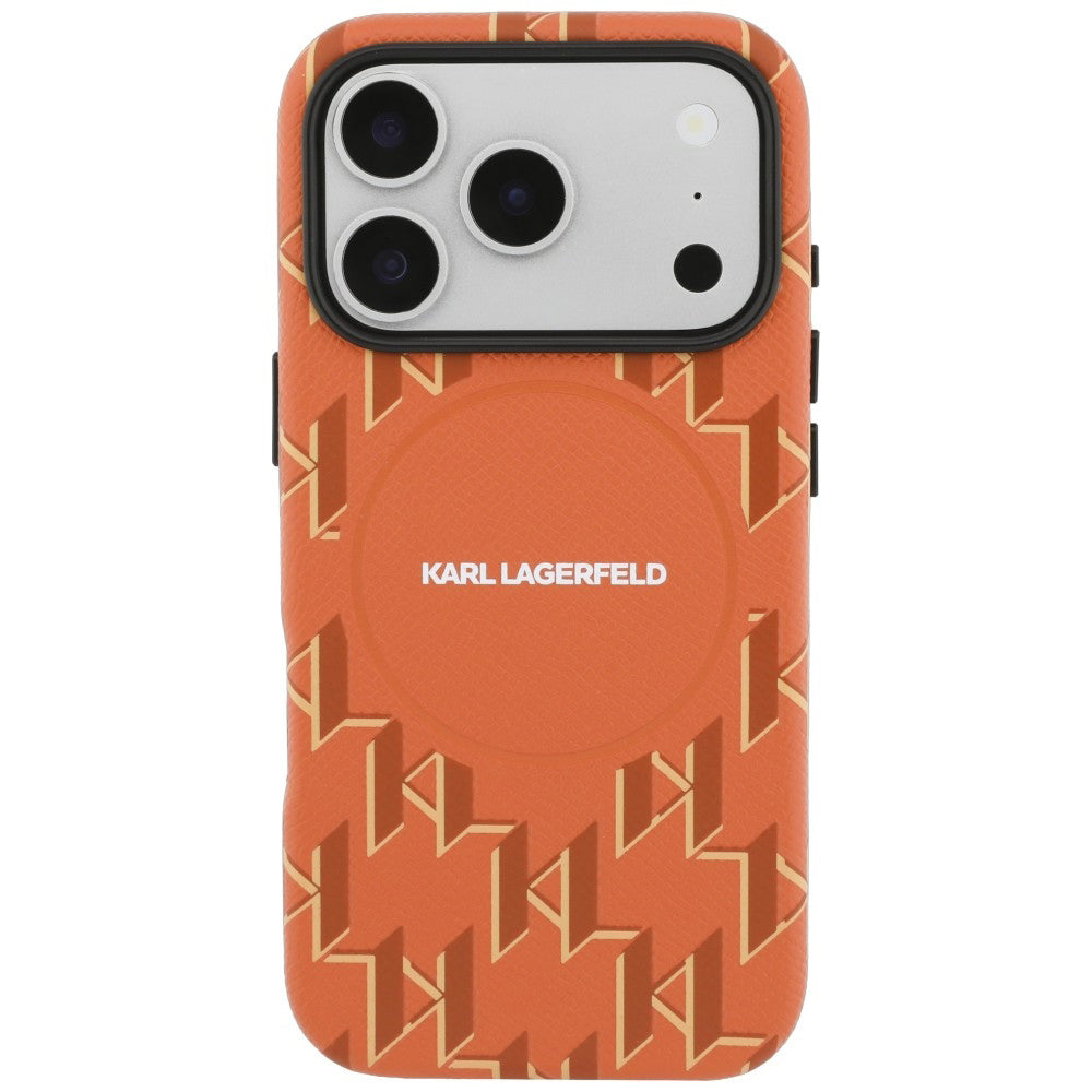 Custodia MagSafe per Apple iPhone 17 Pro Max, Karl Lagerfeld, Logo KL Monogram, Arancione