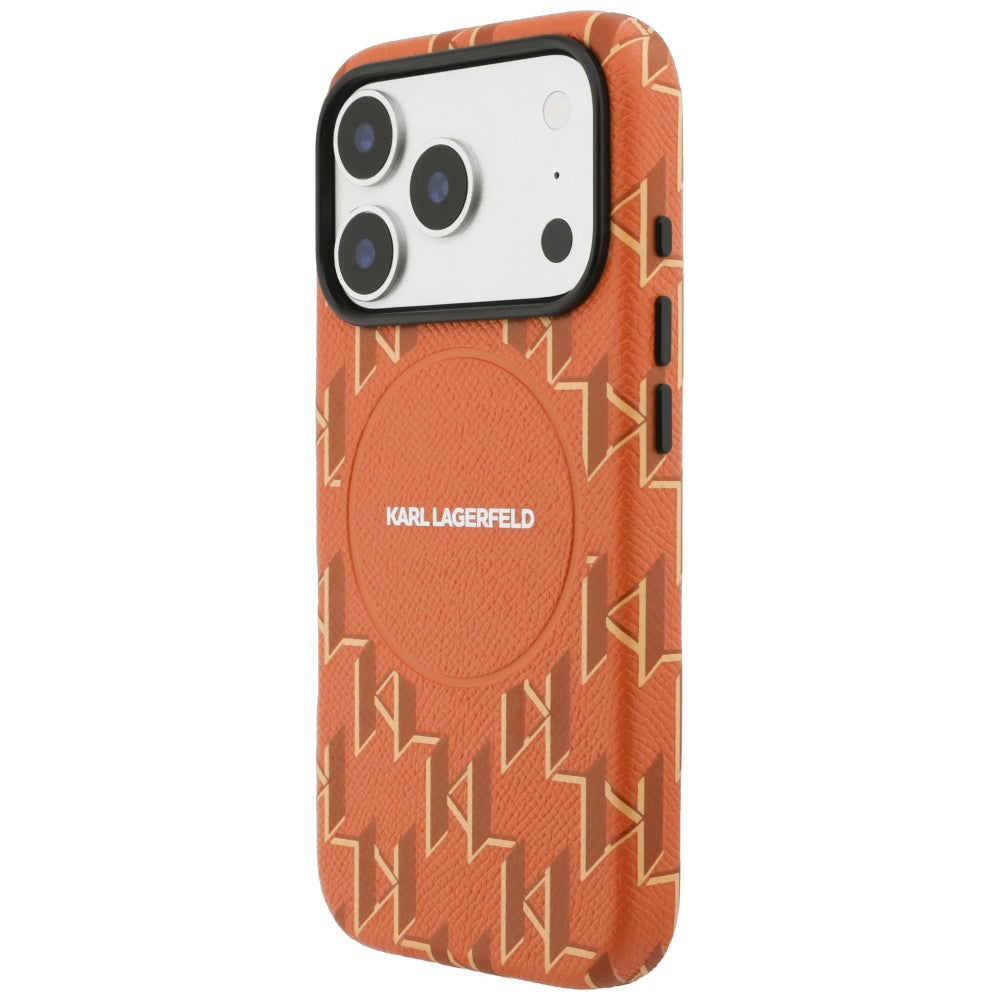 Custodia MagSafe per Apple iPhone 17 Pro Max, Karl Lagerfeld, Logo KL Monogram, Arancione