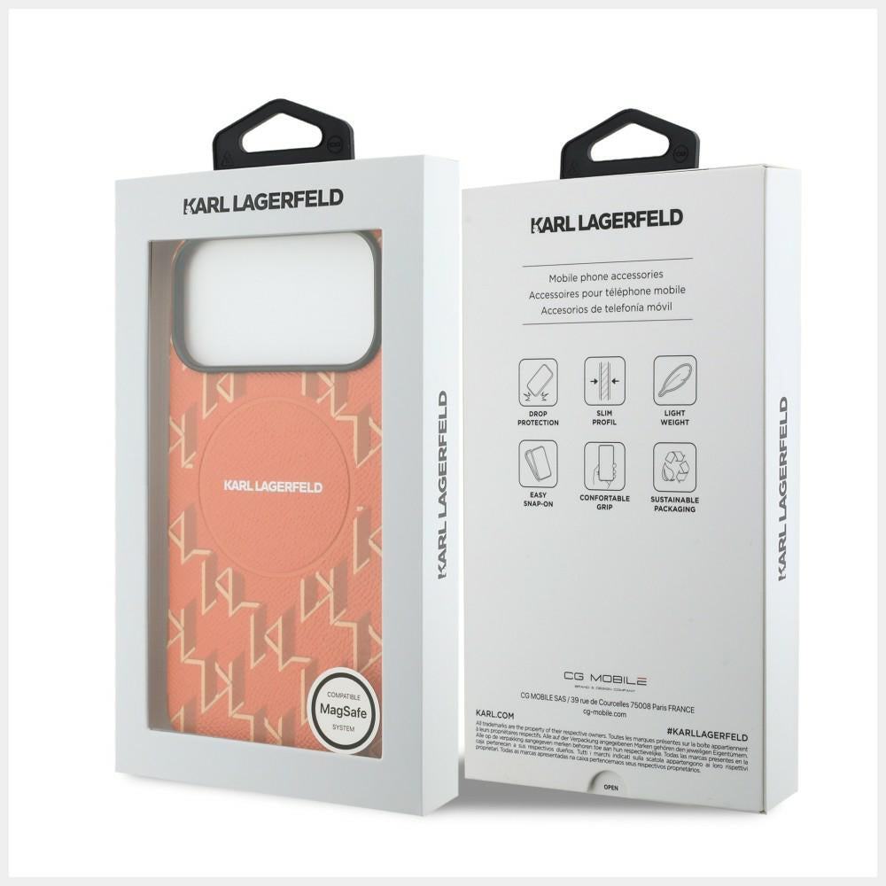 Custodia MagSafe per Apple iPhone 17 Pro Max, Karl Lagerfeld, Logo KL Monogram, Arancione