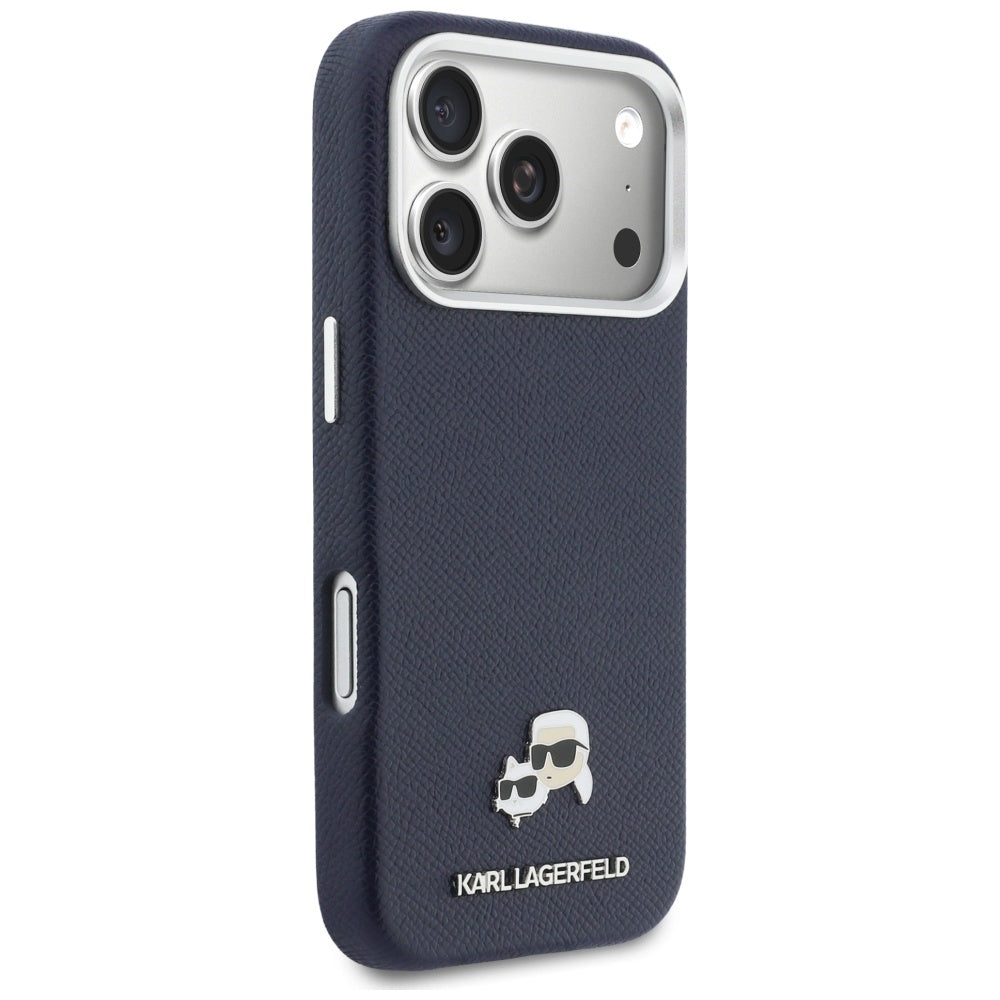Custodia MagSafe per Apple iPhone 17 Pro Max, Karl Lagerfeld, Saffiano Karl & Choupette Pins, Blu